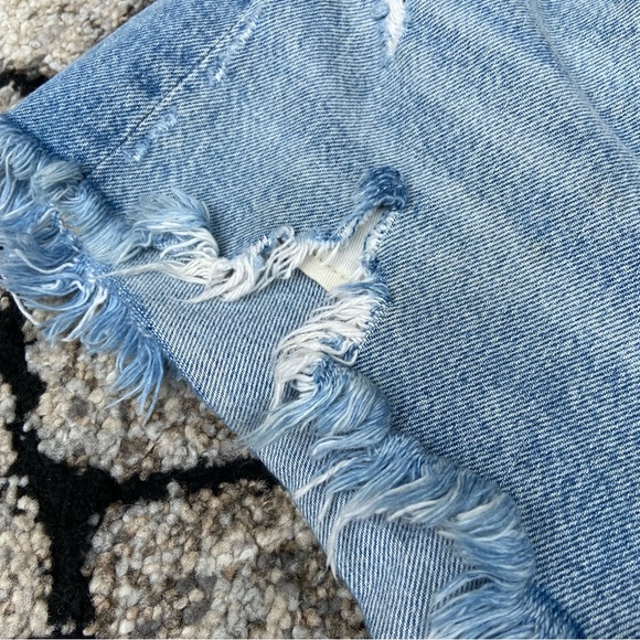 Agolde Parker Los Angeles Premium Distressed Light Blue Jean Shorts Size 27 - Picture 5 of 11